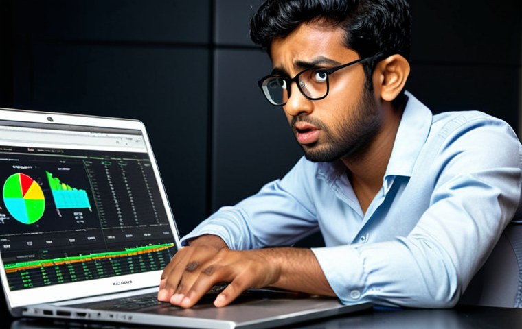 **
Young investor Amirul looking confused while analyzing ETF data on a laptop, highlighting the challenges of selecting the right ETFs and diversifying a portfolio. Focus on the contrast between his initial enthusiasm and his current uncertainty.
**