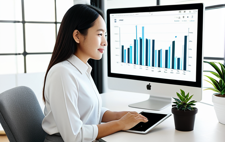 A composed Malaysian professional, gender-neutral, in a modest business casual outfit. The individual is sitting calmly at a sleek, minimalist desk in a modern, sunlit home office. A digital tablet displays a simplified, upward-trending line graph, symbolizing steady long-term growth and consistent investment. A small, vibrant potted plant sits beside the tablet, representing consistent nurturing and organic growth. Soft, natural light fills the room, creating a peaceful and serene atmosphere. The overall mood is confident, calm, and focused. fully clothed, modest clothing, appropriate attire, professional dress, safe for work, appropriate content, perfect anatomy, correct proportions, natural pose, well-formed hands, proper finger count, natural body proportions, high-quality professional photography.